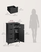 VASAGLE Storage Cabinet with Drawers, Freestanding Floor Cabinet with Door, 11.8 x 21.7 x 32.3 Inches, Adjustable Shelf, for Bathroom, Living Room, Kitchen, Ink Black ULHC041BH01S
