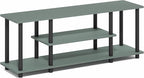 Furinno Turn-N-Tube TV Stand, 3-Tier Open Frame Rectangular Entertainment Center with Storage Shelf, TV Console for TV up to 50 Inch, Toolless Assembly, for Living Room, Bedroom, Sage Green