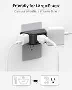 TROND Outlet Extender - 3 Prong Grounded Plug Extension Outlet, 3 Way Angled Wall Plug Splitter, Cruise Ship Essentials, Multiple Expander with 3 Electrical Sockets for Bathroom, Kitchen, Black