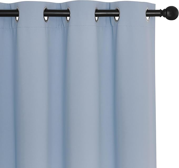 NICETOWN Blackout Drapery Curtain Panel 90 inches Long - Window Treatment Thermal Insulated Grommet Blackout Curtain/Drape for Bedroom Living Room (Vintage Blue, 1 Panel, 46 by 90 inches)