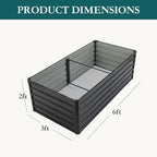DUMOS Raised Garden Bed Outdoor, 6x3x2ft Planter Box Outdoor for Deep-Rooted Herbs/Flowers/Vegetables, Large Metal Garden Bed for Patio, Balcony and Backyard, Gray