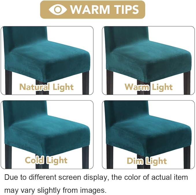 H.VERSAILTEX Velvet Dining Chair Covers Stretch Chair Covers for Dining Room Set of 4 Parson Chair Slipcovers Chair Protectors Covers Dining, Soft Thick Solid Velvet Fabric Washable, Deep Teal
