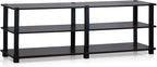 Furinno Turn-S-Tube No Tools 3-Tier Entertainment TV Stands, Dark Cherry and Black