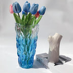 Unbreakable Flower Glass Vase 3.5lb 9.5inch Sparkle vase Bohemian Style, for Centerpieces,Kitchen,Office, Living Room,Wedding,Perfect Home Decor Glass Vase (Gradient Sky Blue)