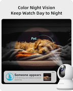 Security Camera 2K, blurams Baby Monitor Dog Camera 360-degree for Home Security w/Smart Motion Tracking, Phone App, IR Night Vision, Siren, Works with Alexa & Google Assistant & IFTTT, 2-Way Audio