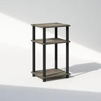 Furinno JUST Night Stand, 3-Tier Turn-N-Tube Nightstand, Toolless Bedside Table, End Table, Side Table with Open Storage for Bedroom, Closet, Dorm, Bathroom, French Oak