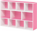 Furinno LUDER Book Shelf, 11-Cube Bookshelf, Reversible Bookcase, 9.4 x 29.1 x 41.7, Easy Assembly, for Living Room, Bedroom, Home Office, White/Pink