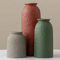 Large Decorative Ceramic Vase Set, 3 Pieces, Nordic Modern Boho Style, Earthtone Color Mix, Modern Farmhouse for Home Decor (XL Red Texture Mix)