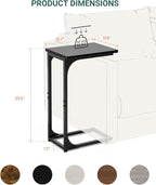 C-Shaped Side Table for Couch - Small Coffee Stand Sofa Tray Desk with Metal Frame and Waterproof Scratch Resistant, Modern End Accent for Living Room, Bedroom, Small Spaces, Black