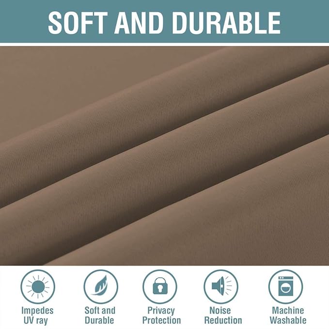 H.VERSAILTEX Blackout Patio Curtains 100 x 96 Inches for Sliding Door Extral Wide Blackout Curtain Panels Thermal Insulated Room Divider - Grommet Top, 8' Tall by 8.5' Wide - Macchiato