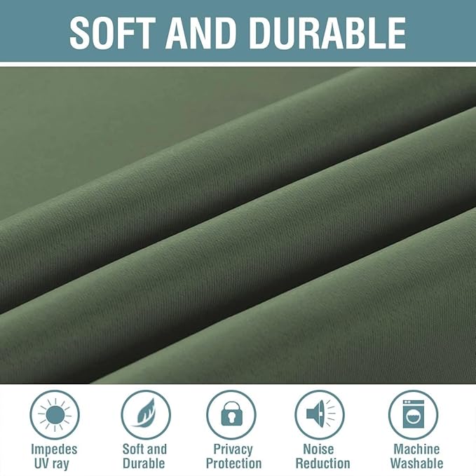 H.VERSAILTEX Blackout Curtain for Living Room Thermal Insulated Window Treatment Curtain Extra Long 63 inch Length Energy Saving Solid Grommet Top Blackout Drape, One Panel, Bronze Green, 52"W x 63"L