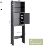 Meilocar Over The Toilet Storage Cabinet for Bathroom, 75in Over Toilet Cabinet Freestanding Storage Organizer, Space Saver with Doors and Adjustable Shelf, Grey