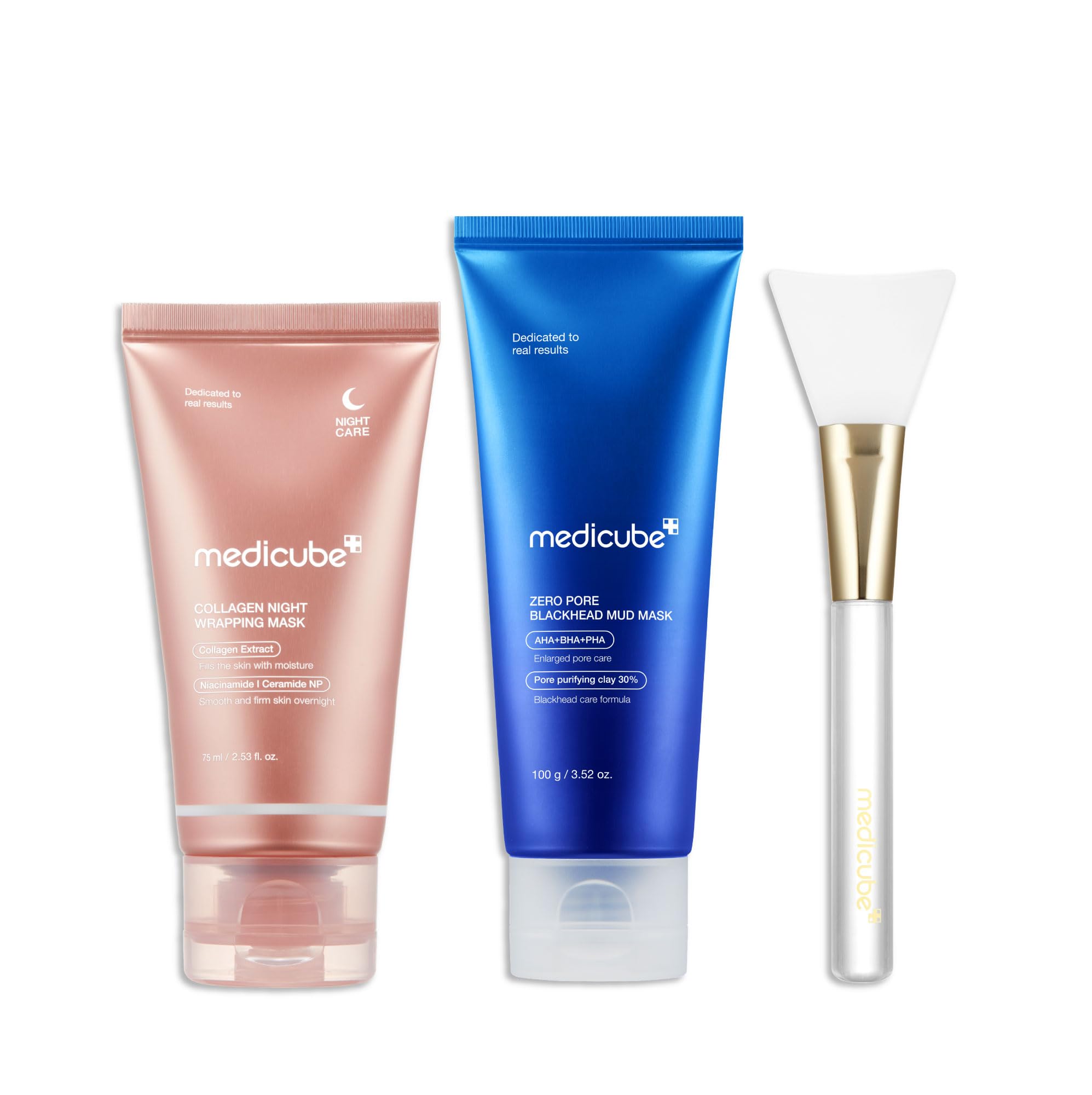 Medicube Korean Glass Skin Mask Duo - Collagen Wrapping & Zero Pore Mud Mask Kit | AlluCanFind