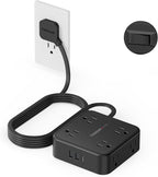 TESSAN Surge Protector Power Strip, 10 Ft Flat Plug Extension Cord with 3 USB (1 USB C) 8 Outlets, 1250W, 900J Protection, 3 Sided Outlet Extender with Power Switch for Office, Dorm Room, Black