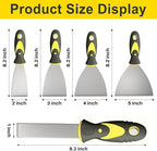 5Pcs Putty Knife, Set, 1" 2" 3" 4" 5" Scraper, Spackle Knife, Paint Scraper, Scraper Tool, No Rusting, Perfect For Repairing Drywall, Removing Wallpaper, Mud, Plaster Scraping
