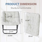 DUMOS Comfy Chair for Adults, Soft Faux Fur Folding Lounge for Bedroom Living Room Dorm Rooms Flexible Reading Chair for Teens, Large Size Foldable (Square-Creamy)