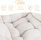 Tiita Lazy Chair with Ottoman, Beige Modern Large Accent Chair, Comfy Leisure Sofa Armchair with Ottoman, Reading Chair with Footrest for Bedroom, Living Room, Dorm Rooms, Beige