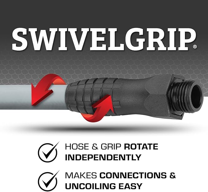 Flexzilla Colors SwivelGrip Garden Hose 5/8 in. x 5 ft., Lightweight All-Weather Water Hose, Durable and Flexible, Leak-Free Connections, Slate Grey