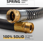 WiseFlow Garden Hose 50FT x 5/8", Heavy Duty Rubber Hose, Water Hose with Five Layered Braiding, Male Female Fittings, 1000PSI Burst, 300PSI Working (Black)
