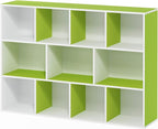 Furinno LUDER Book Shelf, 11-Cube Bookshelf, Reversible Bookcase, 9.4 x 29.1 x 41.7, Easy Assembly, for Living Room, Bedroom, Home Office, White/Green