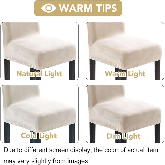 H.VERSAILTEX Dining Chair Covers Velvet Stretch Chair Covers for Dining Room Set of 4 Parson Chair Slipcovers Chair Protectors Covers Dining, Soft Thick Solid Velvet Fabric Washable, Ivory