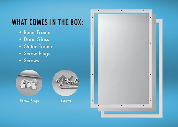 ODL Venting Entry Door Glass Replacement for Home Improvement - 24" x 38" Exterior or Front Door Inserts Glass Kit with Double Pane Tempered Clear Glass for House (Vertical Slide) - White Frame