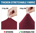 H.VERSAILTEX 4 Piece Stretch Sofa Covers for 3 Cushion Couch Covers for Living Room Furniture Slipcovers (Base Cover Plus 3 Seat Cushion Covers) Upgraded Thicker Jacquard Fabric (Sofa, Burgundy)