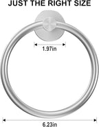 SetSail Towel Holder for Bathroom Wall Silver Towel Ring Stainless Steel Hand Towel Holder Heavy Duty Towel Hanger for Bath, Kitchen Drill Hole, 2 Pack