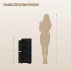 Bathroom Storage Cabinet, Small Corner Floor Cabinet with 2 Doors and Adjustable Shelf, Narrow Toilet Paper Cabinets, Bathroom Organizer for Small Spaces, 7.9" D x 9.8" W x 29.5" Rattan Black