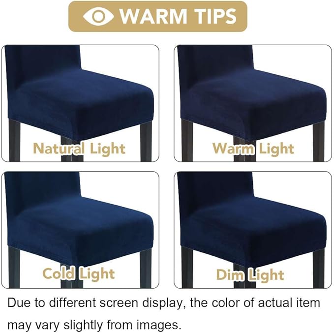 H.VERSAILTEX Velvet Dining Chair Covers Stretch Chair Covers for Dining Room Set of 6 Parson Chair Slipcovers Chair Protectors Covers Dining, Soft Thick Solid Velvet Fabric Washable, Navy