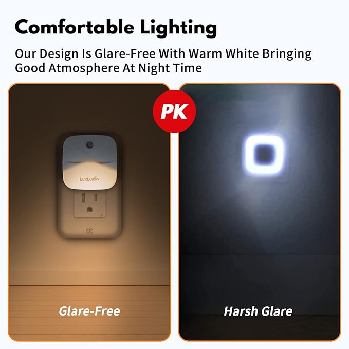 LED Night Lights Plug into Wall with Dusk-to-Dawn Sensor, Automatically Turn on and Off,Night Light for Kids,Bedroom,Bathroom,Stairs, White, 6 Packs