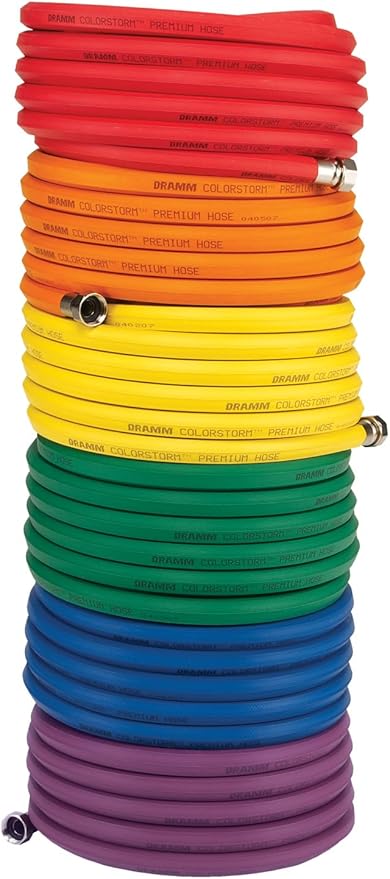Dramm ColorStorm Premium Rubber Garden Hose, No Kink, Leak Proof Water Hose, Male Female Fittings, Made in USA, Hot & Cold Resistant, 518 Burst PSI, Orange, 5/8"x50'