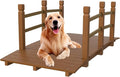 VINGLI Garden Bridge, Classic Wooden Bridge with Safety Rails, Decorative Arhced Footbridge for Patio Pond, Creek, Pathway(Brown, 5 ft)