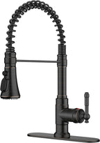 FORIOUS Antique Kitchen Faucet with Pull Down Sprayer, Oil Rubber Bronze, High Arc Single Handle Vintage Spring Sink Faucet 1 or 3 Hole for Pot Filler, Farmhouse Camper Laundry Camper