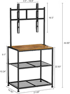 23 Inch to 50 Inch Floor Small Corner TV Stand with Storage Shelves for Living Room Bedroom, Universal Floor Television Stands with Mount, Rustic Brown Corner TV Table Desk Shelf for Small Space