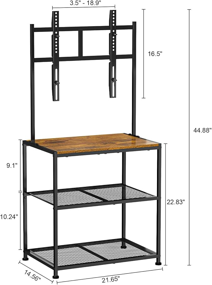 23 Inch to 50 Inch Floor Small Corner TV Stand with Storage Shelves for Living Room Bedroom, Universal Floor Television Stands with Mount, Rustic Brown Corner TV Table Desk Shelf for Small Space