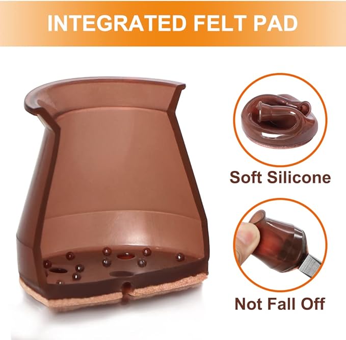 24 Pcs Chair Leg Floor Protectors for Hardwood Floors Silicone Covers to Protect Wood Tile Floors Felt Bottom Furniture Leg Caps Anti-Scratch Reduce Noise (Fit:0.9"-1.29")