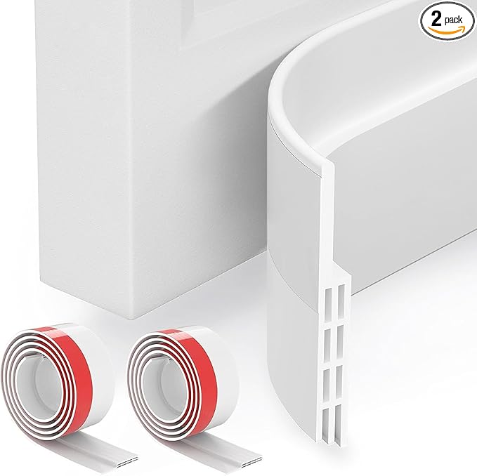 GroTheory 2 Pack Door Draft Stopper, Under Door Sweep for Exterior & Interior Doors, Weather Stripping Door Seal, Garage Window Blocker Noise Cold Air Insulation, Draft Guard White 2" W x 39" L