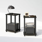 Furinno Simplistic Night Stand Set of 2, 2-Tier Small Nightstand with Open Shelf, Toolless Bedside Table, End Table, Side Table, for Bedroom, Closet, Dorm, Espresso