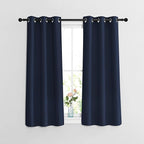 NICETOWN Blackout Navy Curtains & Drapes 48 inch Long for Kitchen - Thermal Insulated Solid Grommet Room Darkening Panels for Bathroom (Navy, 1 Pair, W37 x L48)