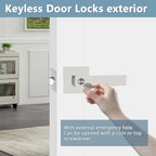 KAMOTA Privacy Door Levers, 6 Pack Satin Nickel Door Handles Bed and Bath Door Locks Interior Keyless Locksets, Left and Right Hand Reversible