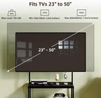23 Inch to 50 Inch Floor Small Corner TV Stand with Storage Shelves for Living Room Bedroom, Universal Floor Television Stands with Mount, Farmhouse Black TV Table Desk Shelf for Small Spaces