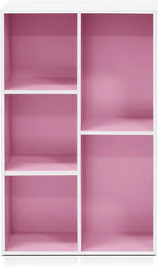 Furinno LUDER Book Shelf, 5-Cube Bookshelf, Reversible Bookcase, 9.4 x 19.5 x 31.5, Easy Assembly, for Living Room, Bedroom, Home Office, White/Pink