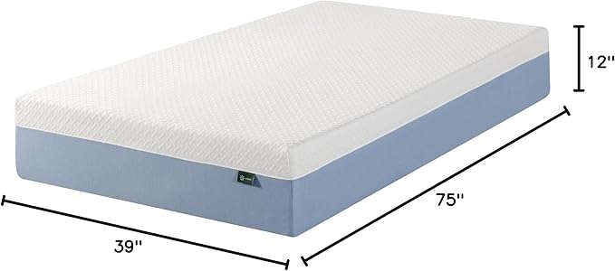 Zinus 12 Inch Twin Cooling Essential Memory Foam Mattress [NewVersion], Fiberglass Free, Medium Feel, Breathable Cooling Layers, Certified Safe Materials