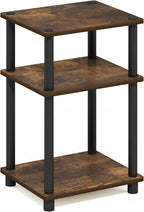 Furinno JUST Side Table, 3-Tier End Table, Open Shelves Night Stand, Bedside Table, Toolless Assembly, for Living Room, Bedroom, Bathroom, Amber Pine