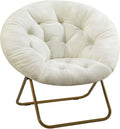 DUMOS Comfy Saucer Chair, Faux Fur Lounge Seasting XL Circle Chair for Bedroom, Dorm & Gaming, Foldable Fashion Accent Seat for Small Spaces, Folding Moon/Mushroom/Round Oversized Style