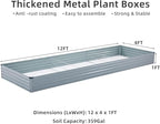 2 Pack 12x4x1FT Galvanized Raised Garden Beds Kit Outdoor Metal Gardening Planter Box for Vegetable Elevated Flower Herbs,Gray