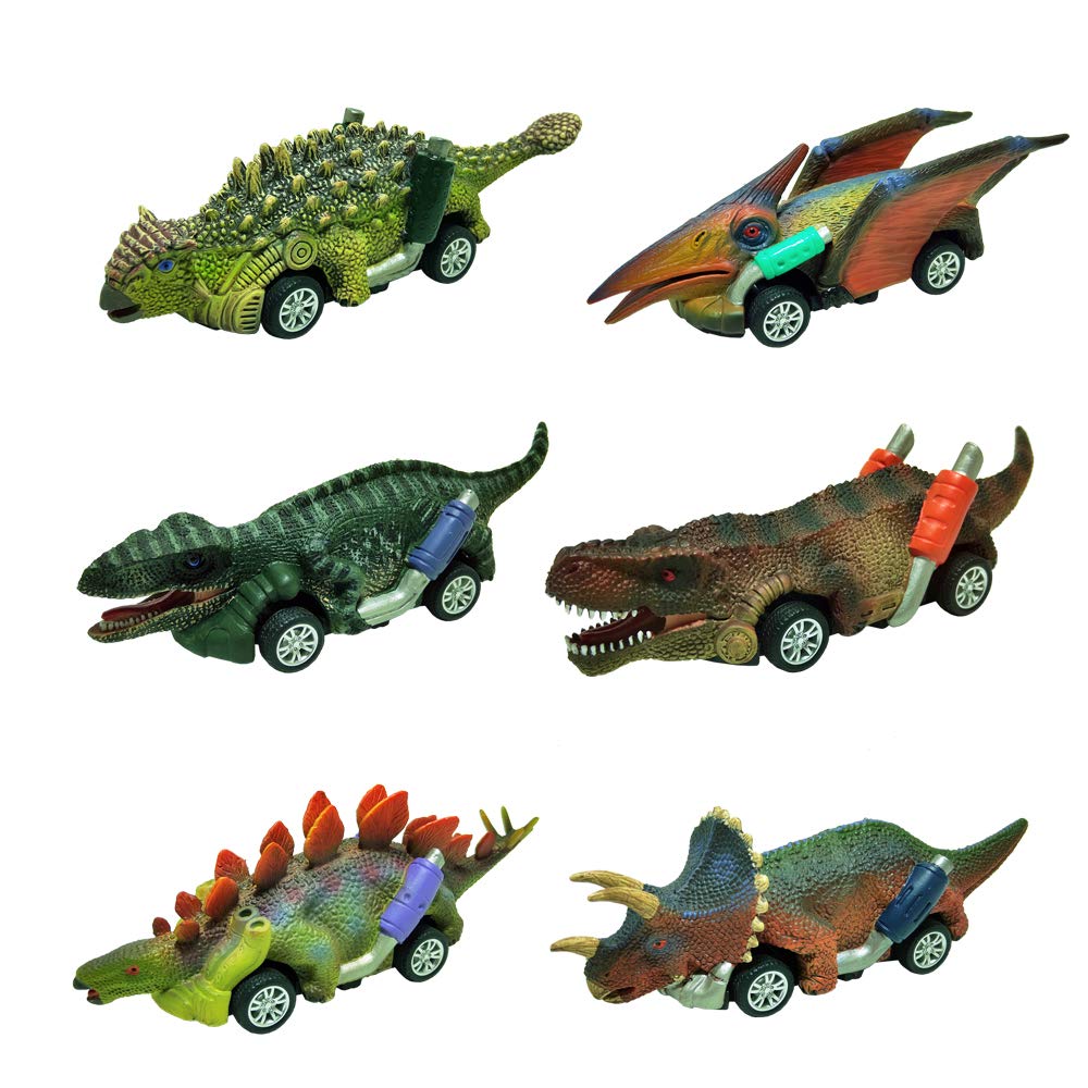 DINOBROS 6-Pack Dinosaur Pull Back Cars