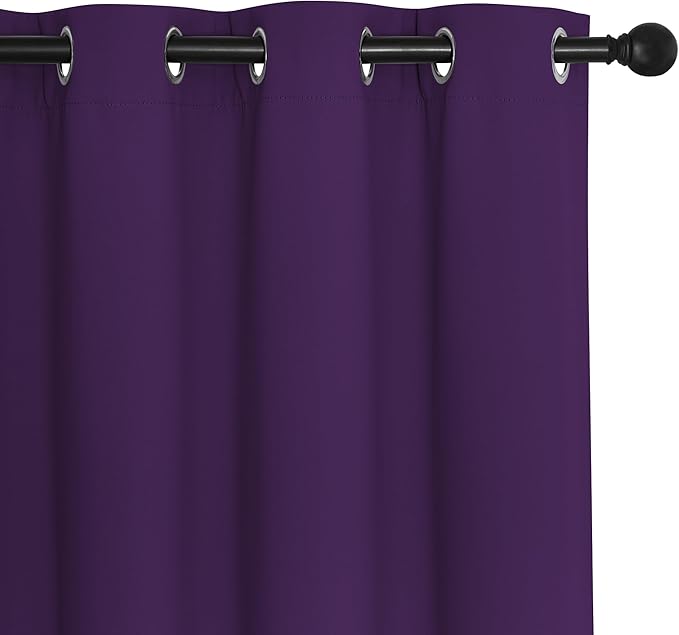 NICETOWN Blackout Sliding Glass Door Curtains, Room Darkening Thermal Insulated Curtains for Living Room Bedroom, Extra Wide Window Drapes, 1 Panel, W80 x L118, Royal Purple