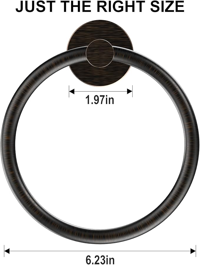 SetSail Towel Holder for Bathroom Wall 2 Packs Towel Ring Screw-in Stainless Steel Hand Towel Hanger for Bathrooms Oil Rubbed Bronze